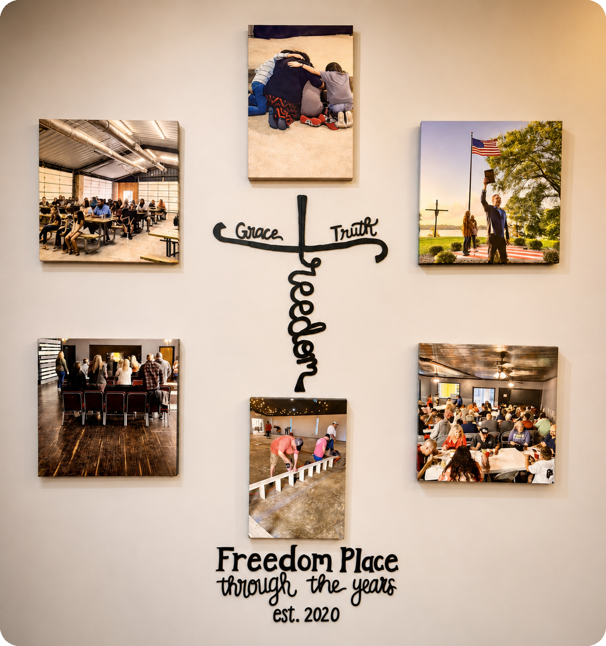Freedom Place through the years photo wall